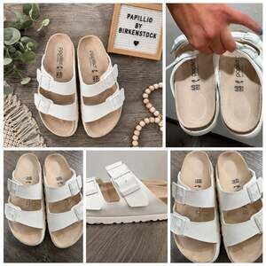 40 (9-9.5) $175 MSRP Papillio by Birkenstock Platform Slide Sandal - Eggshell